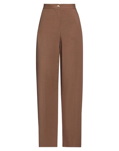 Vicolo Woman Pants Brown Size L Viscose, Linen In Brown