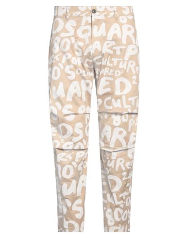 Dsquared2 Logo-print Tapered Trousers In Beige