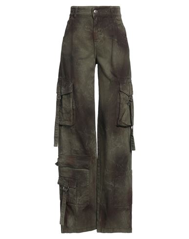 Vicolo Woman Pants Military Green Size S Cotton
