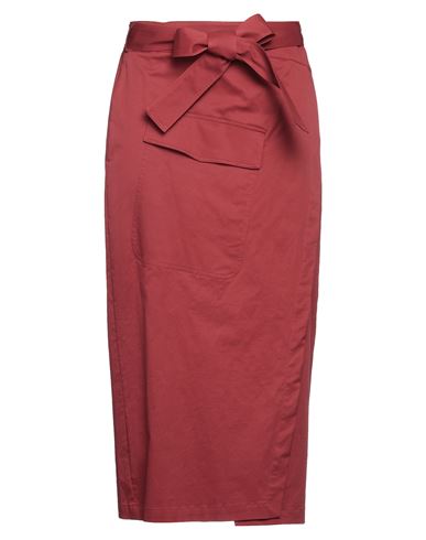 Alpha Studio Woman Midi Skirt Burgundy Size 10 Cotton, Elastane