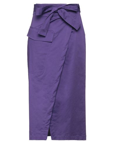 Alpha Studio Woman Midi Skirt Purple Size 4 Cotton, Elastane