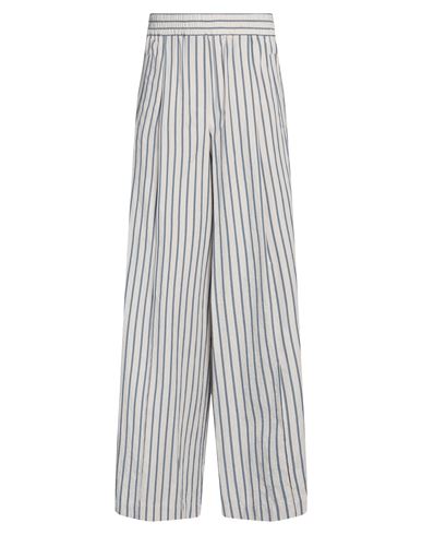 Brunello Cucinelli Woman Pants Light Grey Size 4 Cotton, Linen In Blue