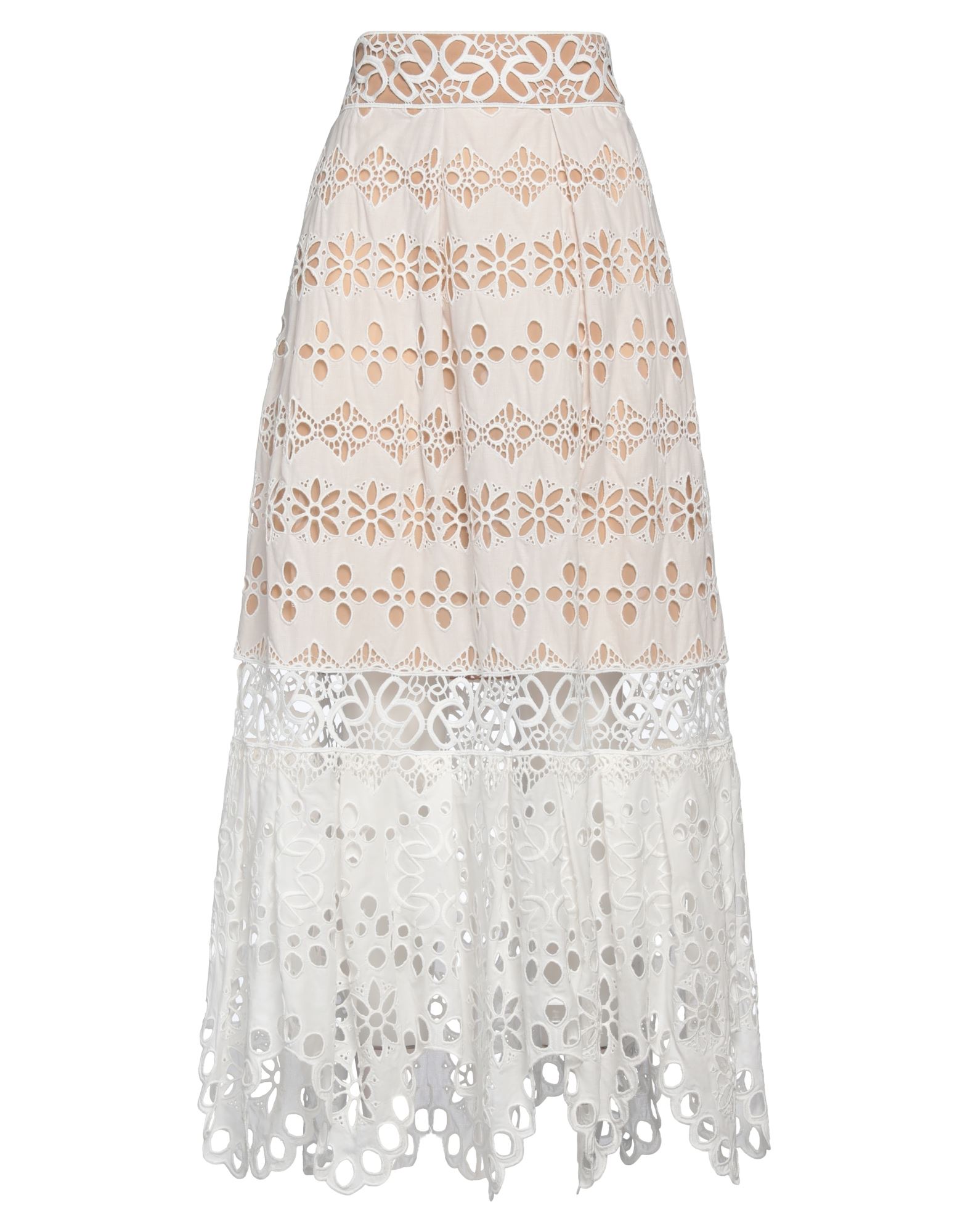 《セール開催中》ELIE SAAB レディース マキシ丈スカート ホワイト 36 ポリエステル 62% / シルク 38%