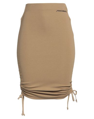 Hinnominate Woman Midi Skirt Khaki Size S Cotton, Elastane In Animal Print