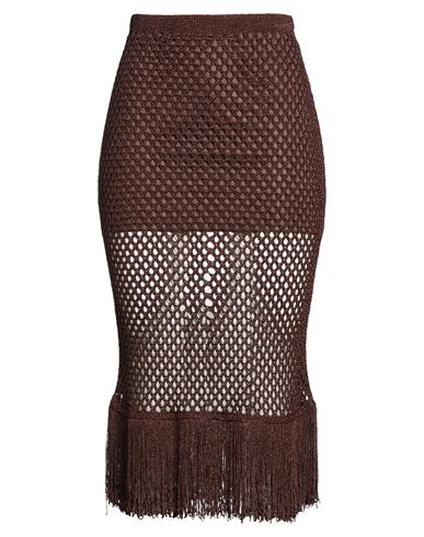 Simona Corsellini Woman Midi Skirt Chocolate Brown Size 6 Viscose, Polyamide, Metallic Fiber In Brown