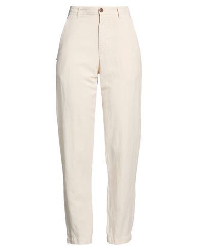 White Sand Woman Pants Beige Size 4 Lyocell, Linen