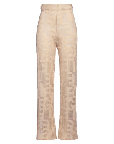 Gaelle Paris Gaëlle Paris Woman Pants Sand Size 1 Cotton, Acrylic, Viscose, Metallic Polyester, Polyester In Neutral