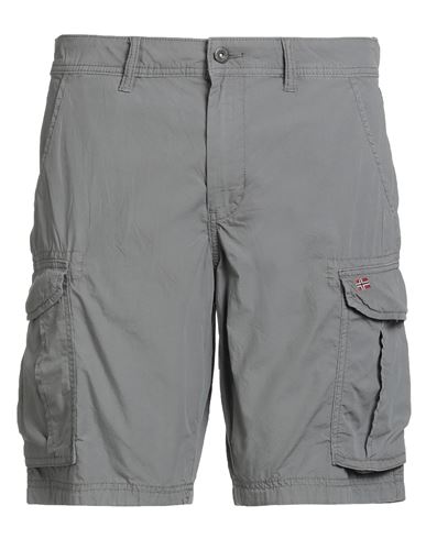 Napapijri Man Shorts & Bermuda Shorts Grey Size 35 Cotton In Blue