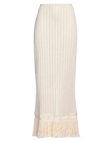 Amarante Do Brasil Woman Maxi Skirt Cream Size L Polyester, Cotton, Elastane In White