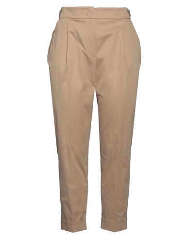 Peserico Easy Woman Pants Camel Size 12 Cotton, Elastane In Sand