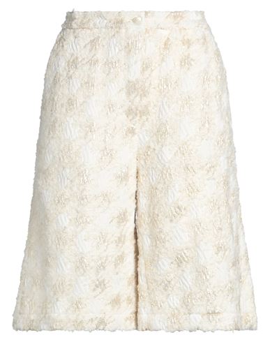 Semicouture Woman Shorts & Bermuda Shorts Ivory Size 6 Polyester, Acrylic, Viscose, Virgin Wool, Pol In White