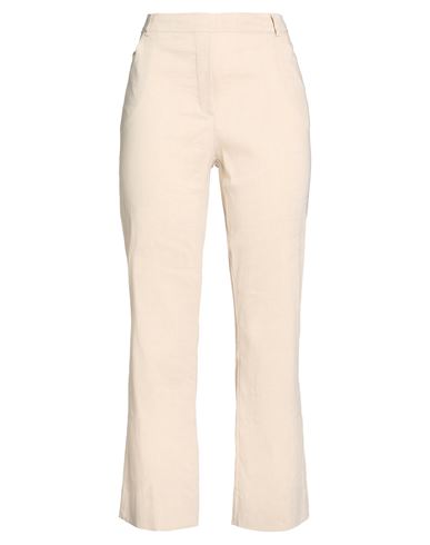 D Exterior D. Exterior Woman Pants Beige Size 10 Linen, Elastane In Neutral