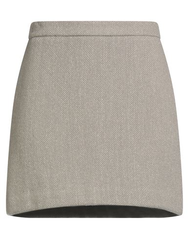 Roberto Collina Woman Mini Skirt Taupe Size S Wool, Linen, Nylon In Gray
