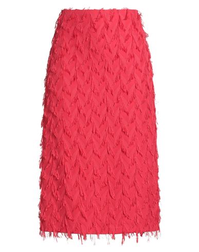 Msgm Woman Midi Skirt Coral Size 6 Acetate, Viscose In Red