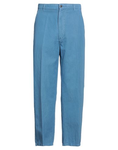 Tod's Man Pants Slate Blue Size 36 Cotton, Linen In Blue