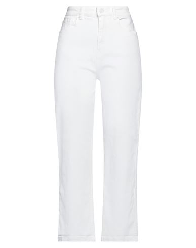 Vicolo Woman Jeans White Size L Cotton, Elastane