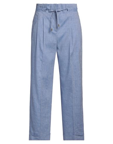 Peserico Woman Pants Azure Size 6 Virgin Wool, Linen In Blue