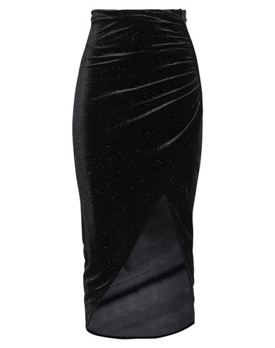 PATRIZIA PEPE PATRIZIA PEPE WOMAN MIDI SKIRT BLACK SIZE 2 POLYESTER, ELASTANE 