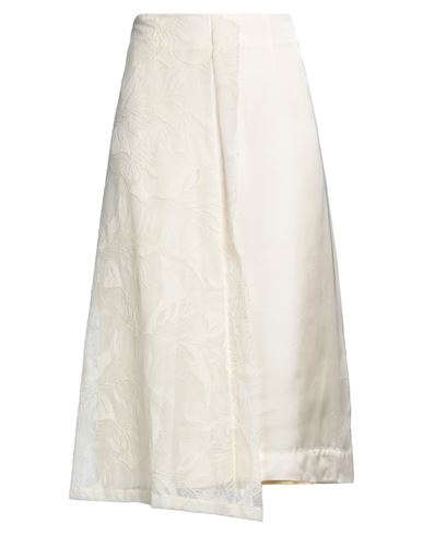 Plan C Woman Midi Skirt Off White Size 6 Viscose, Cotton, Polyester In Off White