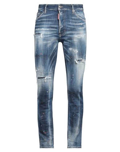 Dsquared2 Man Jeans Blue Size 36 Cotton, Polyester, Elastane In Blue