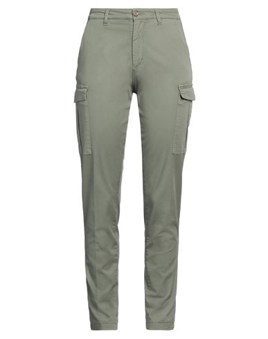40weft Woman Pants Military Green Size 4 Cotton, Elastane In Green