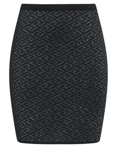 VERSACE VERSACE WOMAN MINI SKIRT BLACK SIZE 4 WOOL, VISCOSE, METALLIC POLYESTER, POLYAMIDE, ELASTANE 