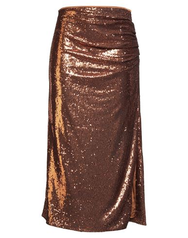 Clips Woman Midi Skirt Bronze Size 12 Polyester In Brown