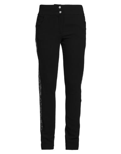 PHILIPP PLEIN PHILIPP PLEIN WOMAN PANTS BLACK SIZE L VISCOSE, VIRGIN WOOL 