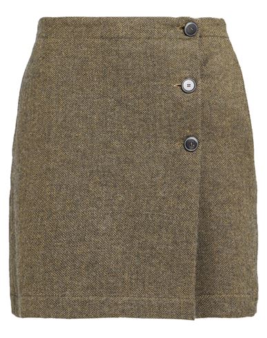 Pomandère Woman Mini Skirt Dark Green Size 4 Linen, Wool, Polyester, Polyamide In Brown