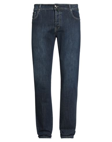 Luigi Borrelli Napoli Man Jeans Blue Size 35 Cotton, Elastane In Blue