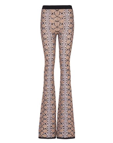 Snakeskin Knit Trousers Woman Pants Brown Size 2 Viscose, Polyamide, Polyester