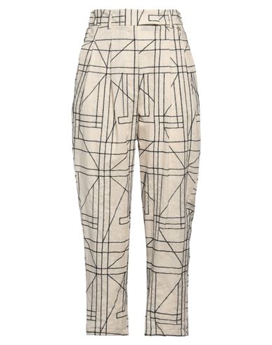 SOUVENIR SOUVENIR WOMAN PANTS IVORY SIZE M RAMIE, COTTON, POLYESTER 