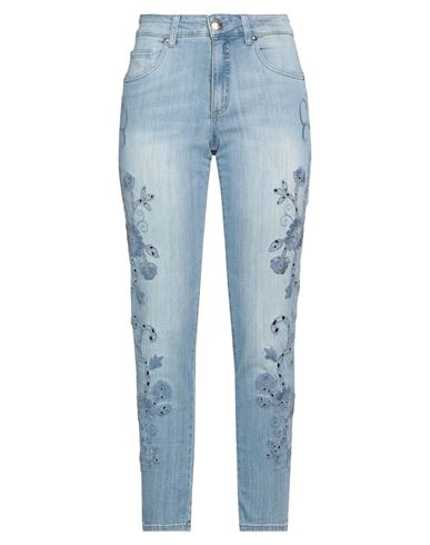 ANGELO MARANI ANGELO MARANI WOMAN JEANS BLUE SIZE 8 COTTON, ELASTANE 