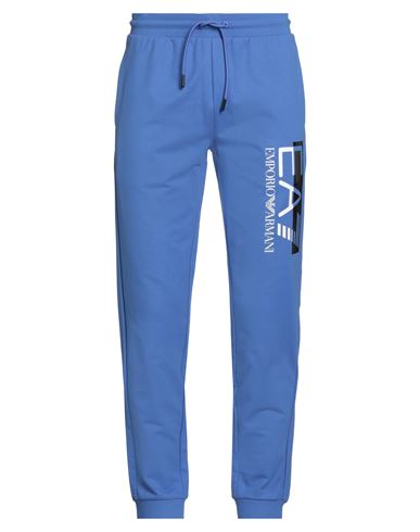 Ea7 Man Pants Azure Size Xxl Cotton, Elastane In Blue