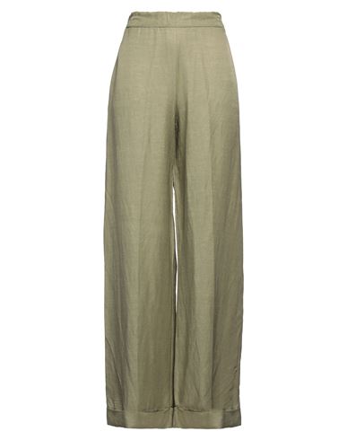 Whyci Woman Pants Military Green Size 12 Viscose, Linen, Rayon