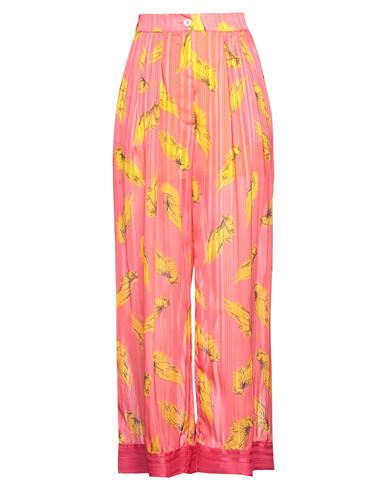 Semicouture Woman Pants Coral Size 10 Polyester, Metallic Fiber In Red