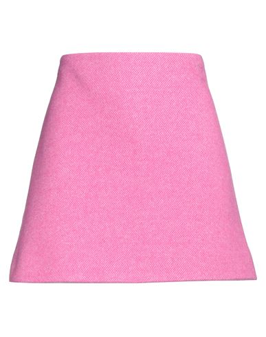 Shop Ganni Woman Mini Skirt Fuchsia Size 8/10 Recycled Wool, Polyamide In Pink