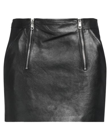 Elisabetta Franchi Woman Mini Skirt Black Size 10 Ovine Leather In Black