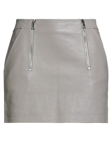 Elisabetta Franchi Woman Mini Skirt Grey Size 6 Ovine Leather In Gray