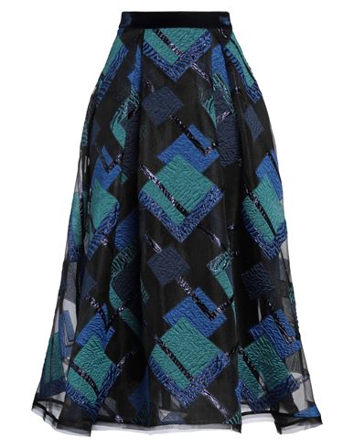 Talbot Runhof Woman Maxi Skirt Midnight Blue Size 12 Polyester, Lurex In Blue