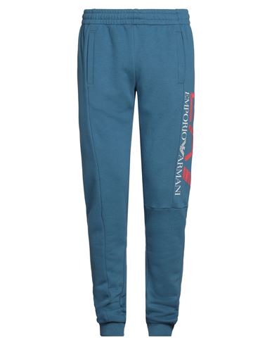 Ea7 Man Pants Azure Size Xxl Cotton, Polyester In Blue