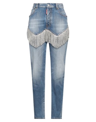 Dsquared2 Woman Jeans Blue Size 4 Cotton, Elastomultiester, Elastane, Glass In Blue