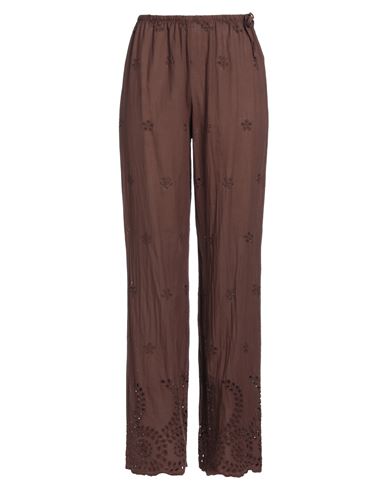 VICOLO VICOLO WOMAN PANTS CHOCOLATE BROWN SIZE S COTTON 