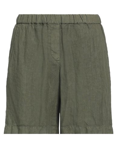 BOGLIOLI BOGLIOLI WOMAN SHORTS & BERMUDA SHORTS MILITARY GREEN SIZE 4 LINEN 