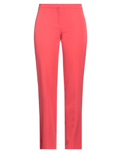 Daniela Drei Woman Pants Coral Size 10 Polyester, Elastane In Red