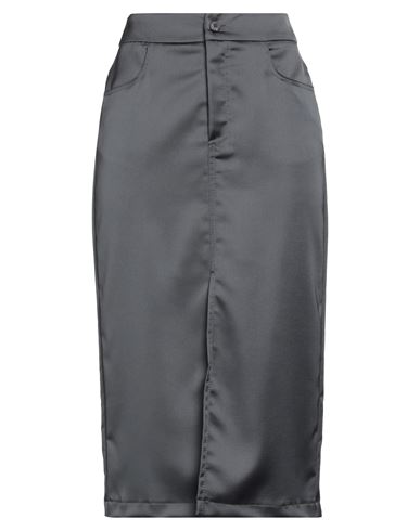 VICOLO VICOLO WOMAN MIDI SKIRT CHARCOAL SIZE S POLYESTER, ELASTANE 