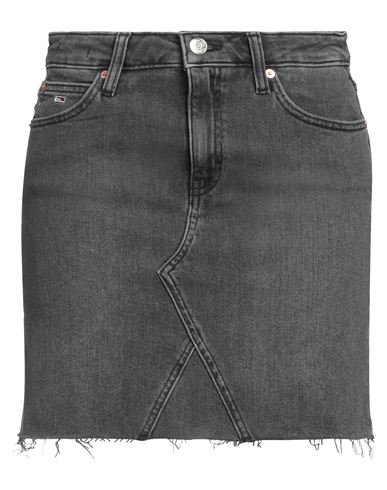 Tommy Jeans Woman Denim Skirt Charcoal Size 26 Cotton, Elastane In Black