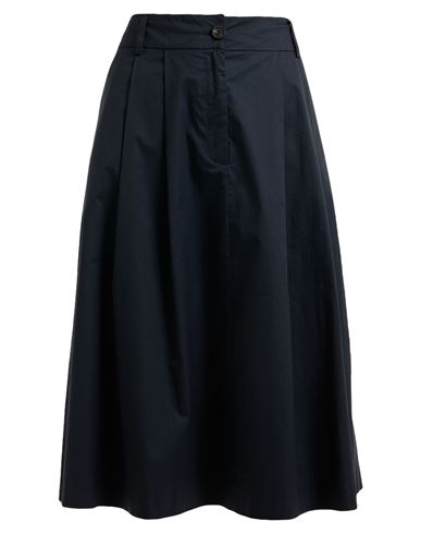 Peserico Easy Woman Midi Skirt Midnight Blue Size 12 Cotton, Elastane In Blue