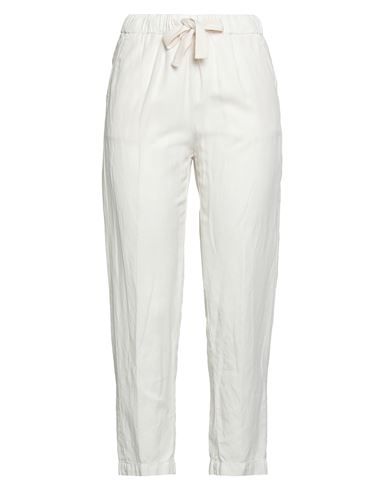 Myths Woman Pants Ivory Size 8 Lyocell, Linen, Cotton In White
