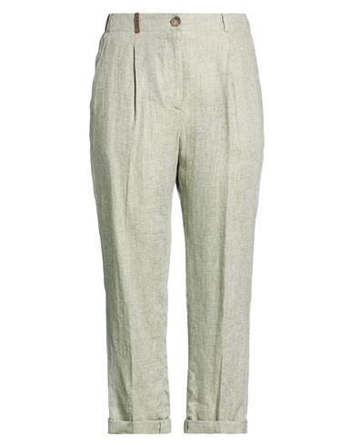 Peserico Woman Pants Sage Green Size 12 Linen In Green